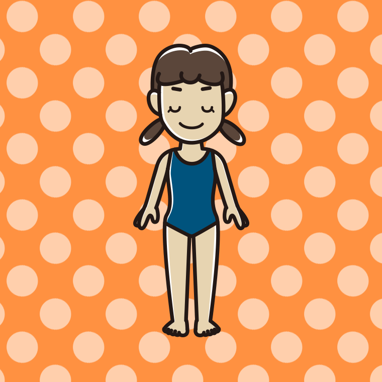 目を閉じるスクール水着の女子中学生のイラスト【色、背景あり】PNG