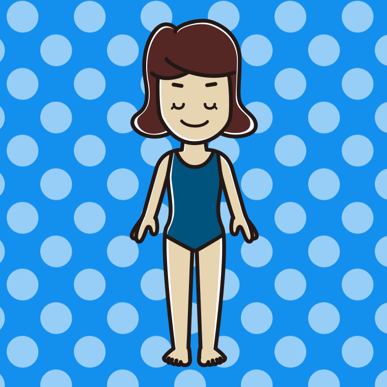 目を閉じるスクール水着の女子高校生のイラスト【色、背景あり】PNG