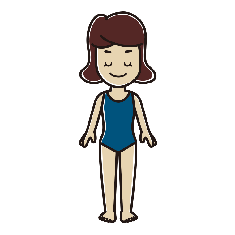 目を閉じるスクール水着の女子高校生のイラスト【色あり、背景なし】透過PNG