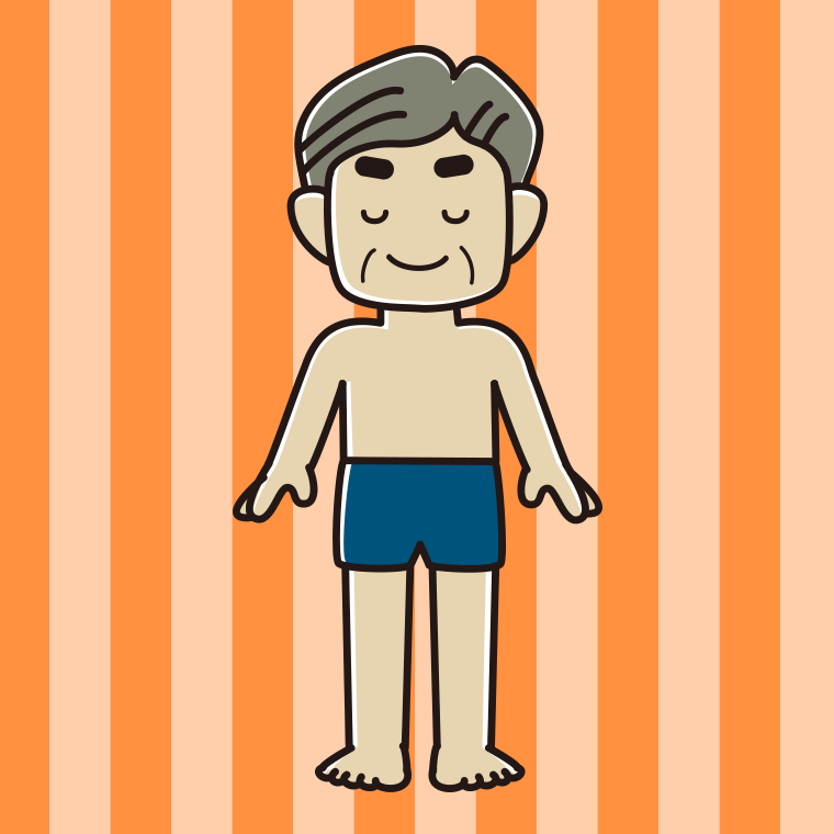 目を閉じるスクール水着のおじさんのイラスト【色、背景あり】PNG