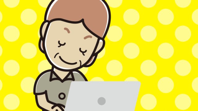 パソコンにお辞儀する年配女性会社員（クールビズ）のイラスト【色、背景あり】PNG