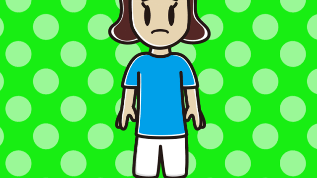 困るサッカーのユニフォーム姿の女子高校生のイラスト【色、背景あり】PNG