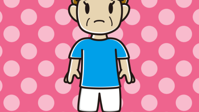 困るサッカーのユニフォーム姿のおばさんのイラスト【色、背景あり】PNG