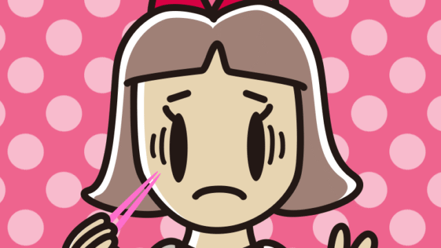 お箸で困る小学生女子のイラスト【色、背景あり】PNG