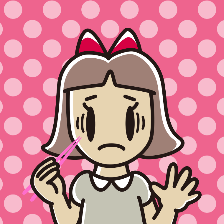 お箸で困る小学生女子のイラスト【色、背景あり】PNG