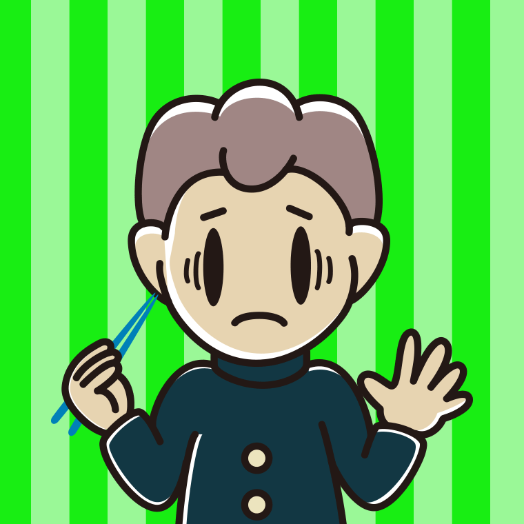 お箸で困る男子中学生のイラスト【色、背景あり】PNG