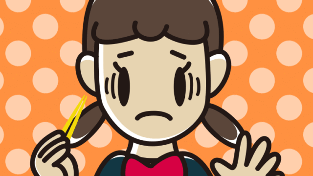 お箸で困る女子中学生のイラスト【色、背景あり】PNG