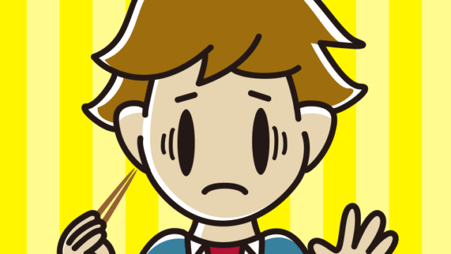 お箸で困る男子高校生のイラスト【色、背景あり】PNG