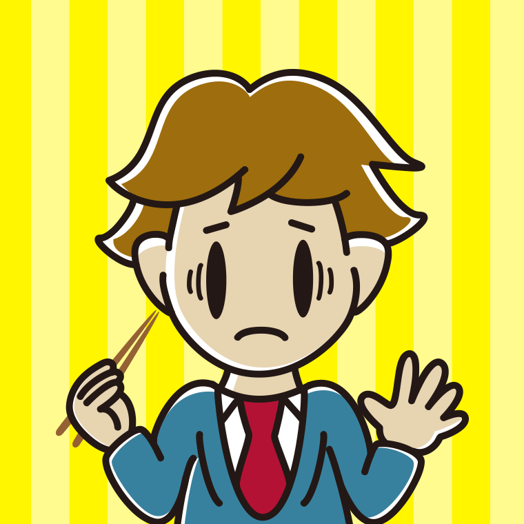 お箸で困る男子高校生のイラスト【色、背景あり】PNG
