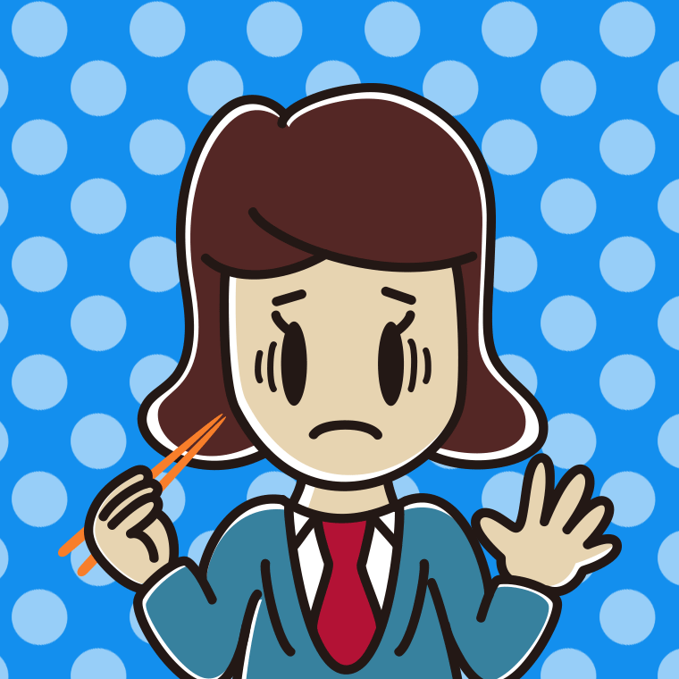 お箸で困る女子高校生のイラスト【色、背景あり】PNG