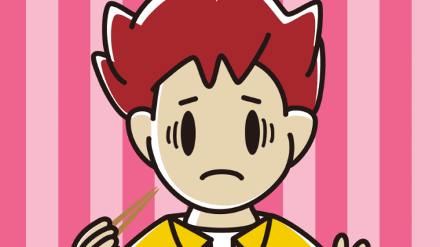 お箸で困る男子大学生のイラスト【色、背景あり】PNG