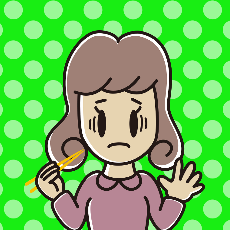 お箸で困る女子大学生のイラスト【色、背景あり】PNG