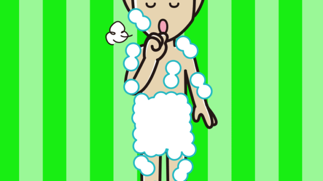 咳払いする泡だらけの男性のイラスト【色、背景あり】PNG