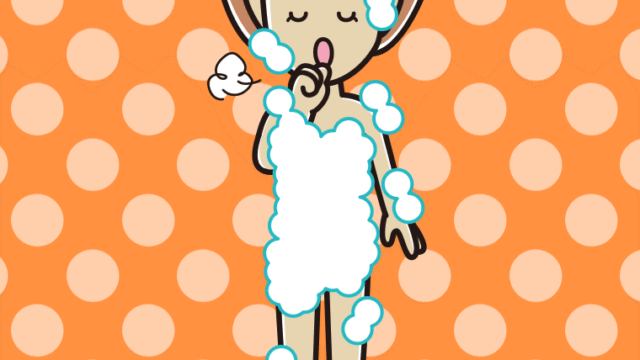 咳払いする泡だらけの女性のイラスト【色、背景あり】PNG