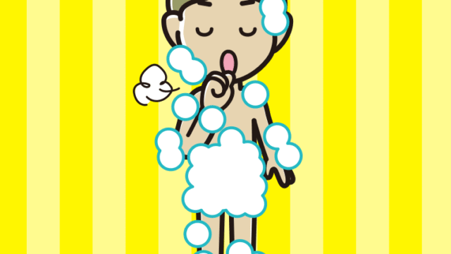 咳払いする泡だらけの小学生男子のイラスト【色、背景あり】PNG