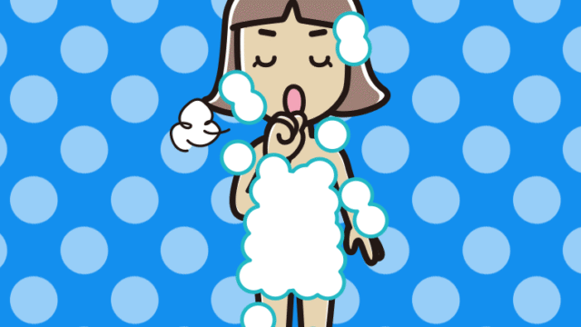 咳払いする泡だらけの小学生女子のイラスト【色、背景あり】PNG