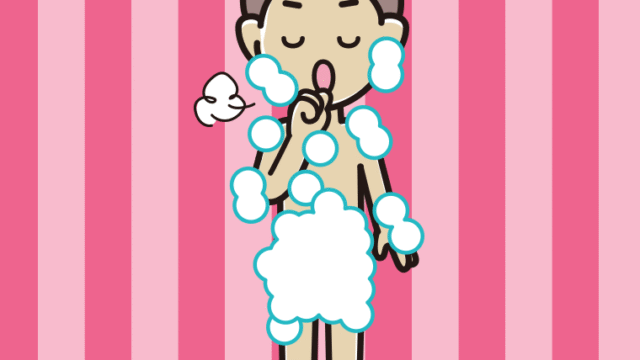 咳払いする泡だらけの男子中学生のイラスト【色、背景あり】PNG