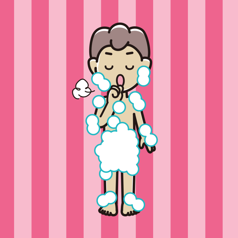 咳払いする泡だらけの男子中学生のイラスト【色、背景あり】PNG