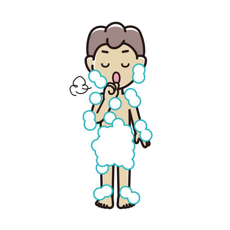 咳払いする泡だらけの男子中学生のイラスト【色あり、背景なし】透過PNG