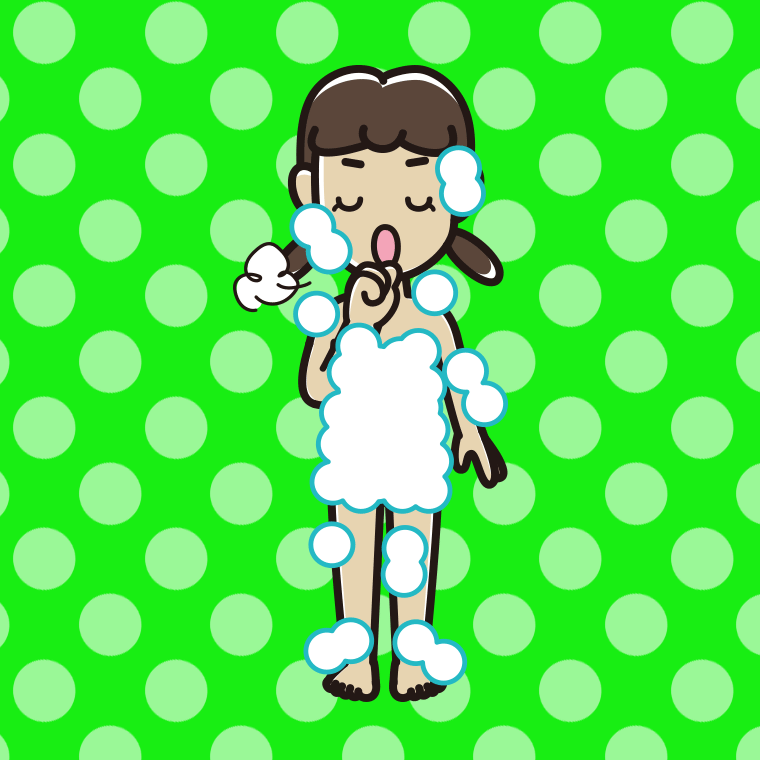 咳払いする泡だらけの女子中学生のイラスト【色、背景あり】PNG