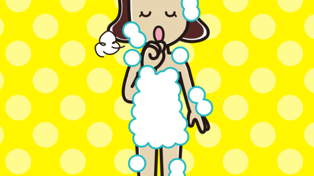 咳払いする泡だらけの女子高校生のイラスト【色、背景あり】PNG