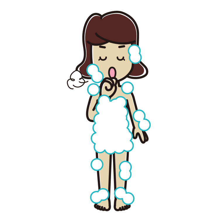 咳払いする泡だらけの女子高校生のイラスト【色あり、背景なし】透過PNG