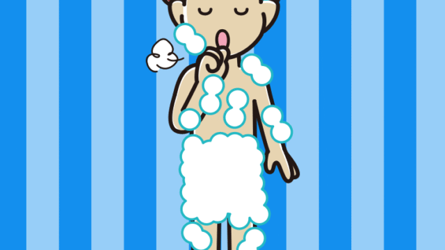 咳払いする泡だらけの男子大学生のイラスト【色、背景あり】PNG