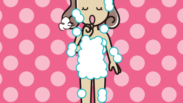 咳払いする泡だらけの女子大学生のイラスト【色、背景あり】PNG