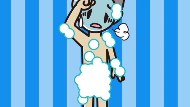 具合が悪い泡だらけの男子中学生のイラスト【色、背景あり】PNG