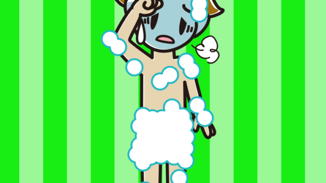 具合が悪い泡だらけの男子高校生のイラスト【色、背景あり】PNG