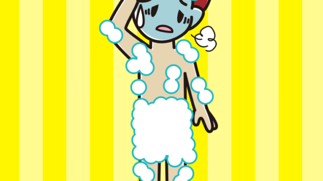 具合が悪い泡だらけの男子大学生のイラスト【色、背景あり】PNG