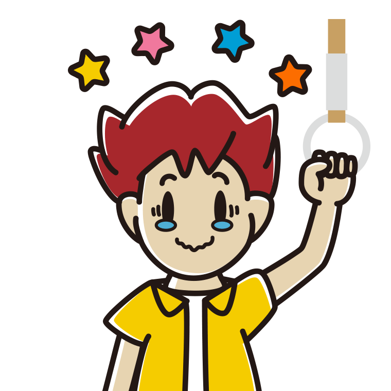 つり革につかまりジーンとする男子大学生のイラスト【色あり、背景なし】透過PNG