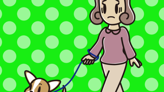 犬の散歩で困る女子大学生のイラスト【色、背景あり】PNG