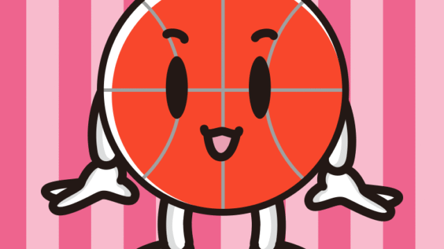 かわいいバスケットボールちゃんのイラスト【色、背景あり】PNG