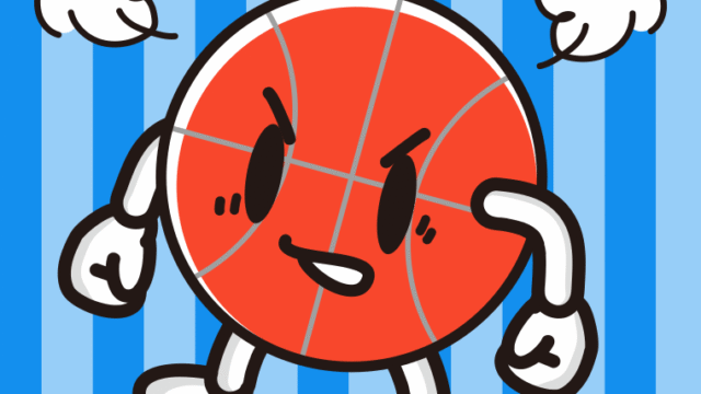 怒るバスケットボールちゃんのイラスト【色、背景あり】PNG