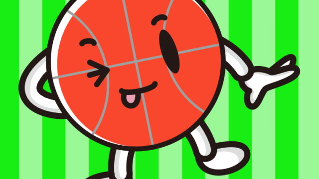 テヘヘなバスケットボールちゃんのイラスト【色、背景あり】PNG