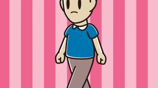 怒りながら歩く男性のイラスト【色、背景あり】PNG