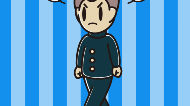 怒りながら歩く男子中学生のイラスト【色、背景あり】PNG