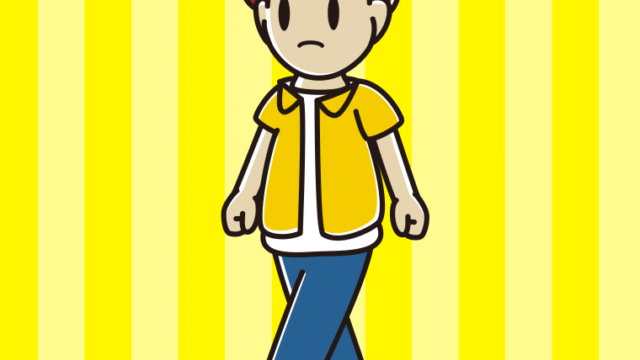 怒りながら歩く男子大学生のイラスト【色、背景あり】PNG