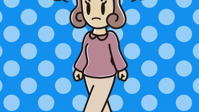 怒りながら歩く女子大学生のイラスト【色、背景あり】PNG