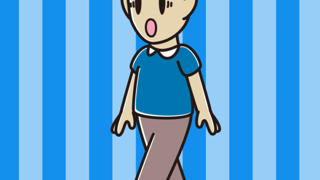 歩いていて驚く男性のイラスト【色、背景あり】PNG