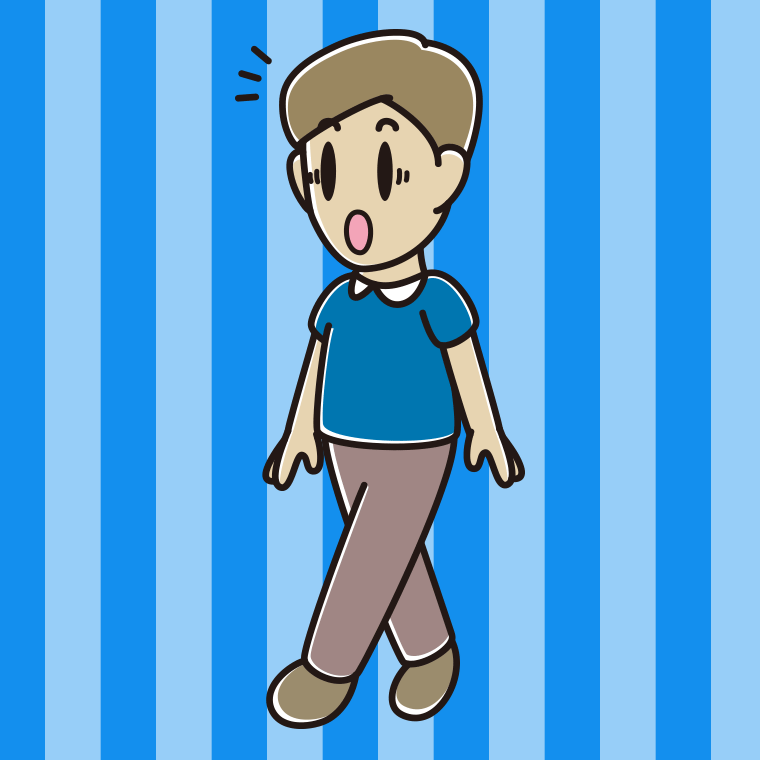 歩いていて驚く男性のイラスト【色、背景あり】PNG