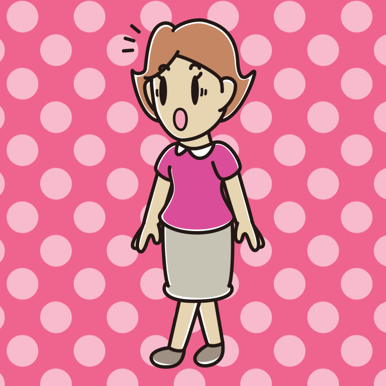歩いていて驚く女性のイラスト【色、背景あり】PNG