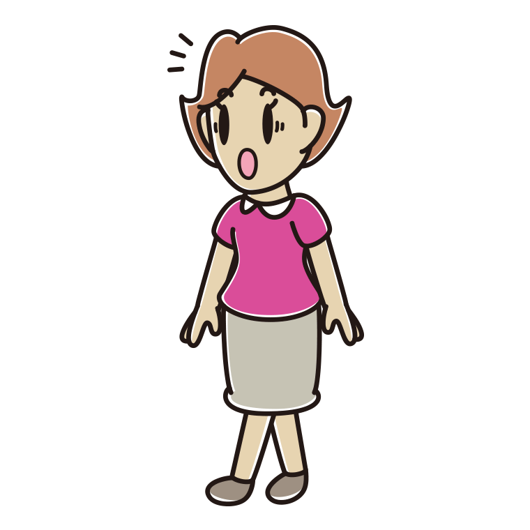 歩いていて驚く女性のイラスト【色あり、背景なし】透過PNG