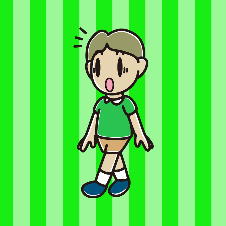 歩いていて驚く小学生男子のイラスト【色、背景あり】PNG