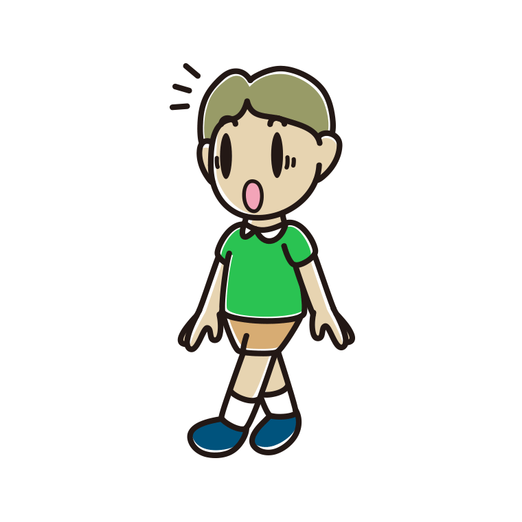 歩いていて驚く小学生男子のイラスト【色あり、背景なし】透過PNG