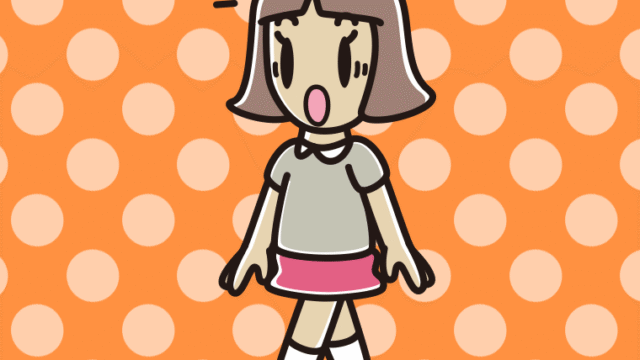 歩いていて驚く小学生女子のイラスト【色、背景あり】PNG