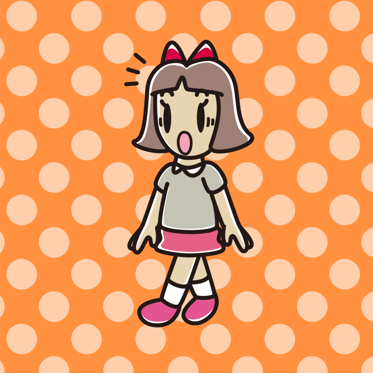 歩いていて驚く小学生女子のイラスト【色、背景あり】PNG