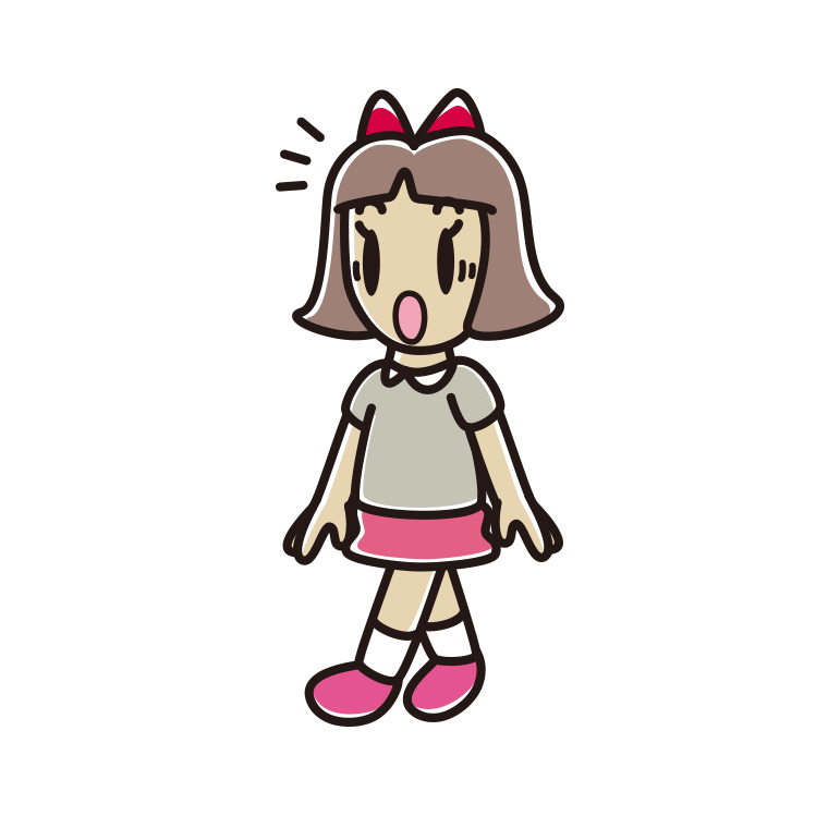 歩いていて驚く小学生女子のイラスト【色あり、背景なし】透過PNG