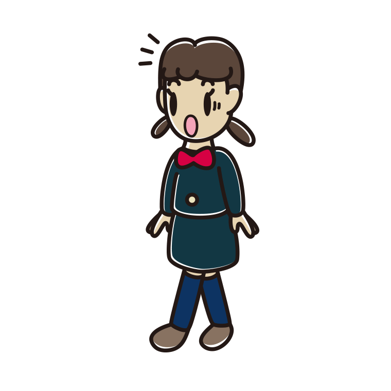歩いていて驚く女子中学生のイラスト【色あり、背景なし】透過PNG